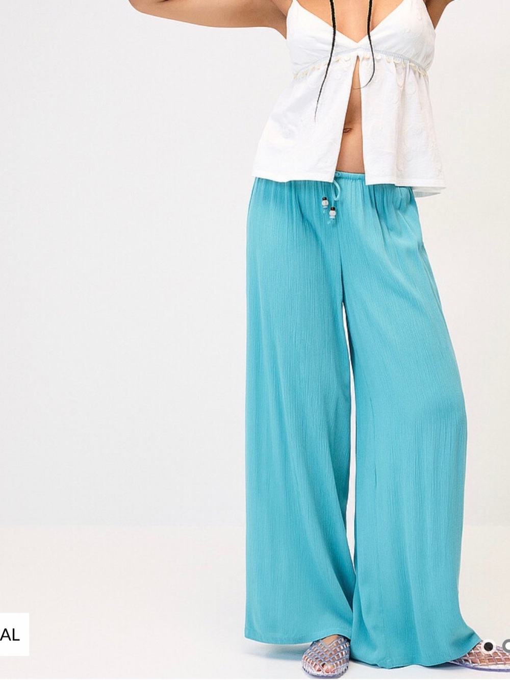 twik Wide Leg Maxi Pants in Aqua Blue